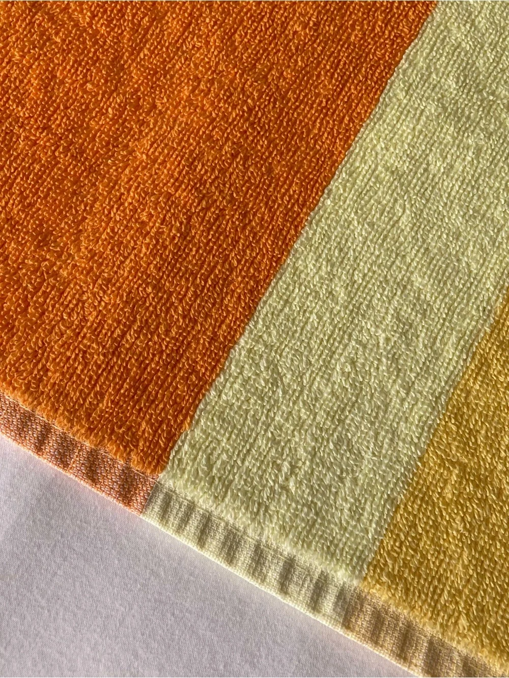 Vintage 1970s Utica, J P Stevens Orange & Yellow Stripe Bath Towels & Washcloths